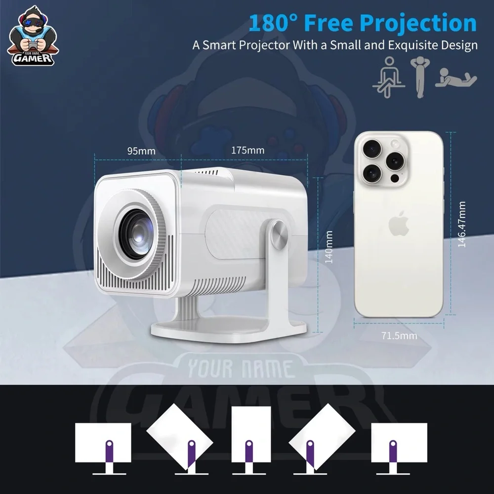White Projector with Remote and Controllers